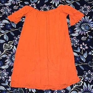 orange t-shirt dress